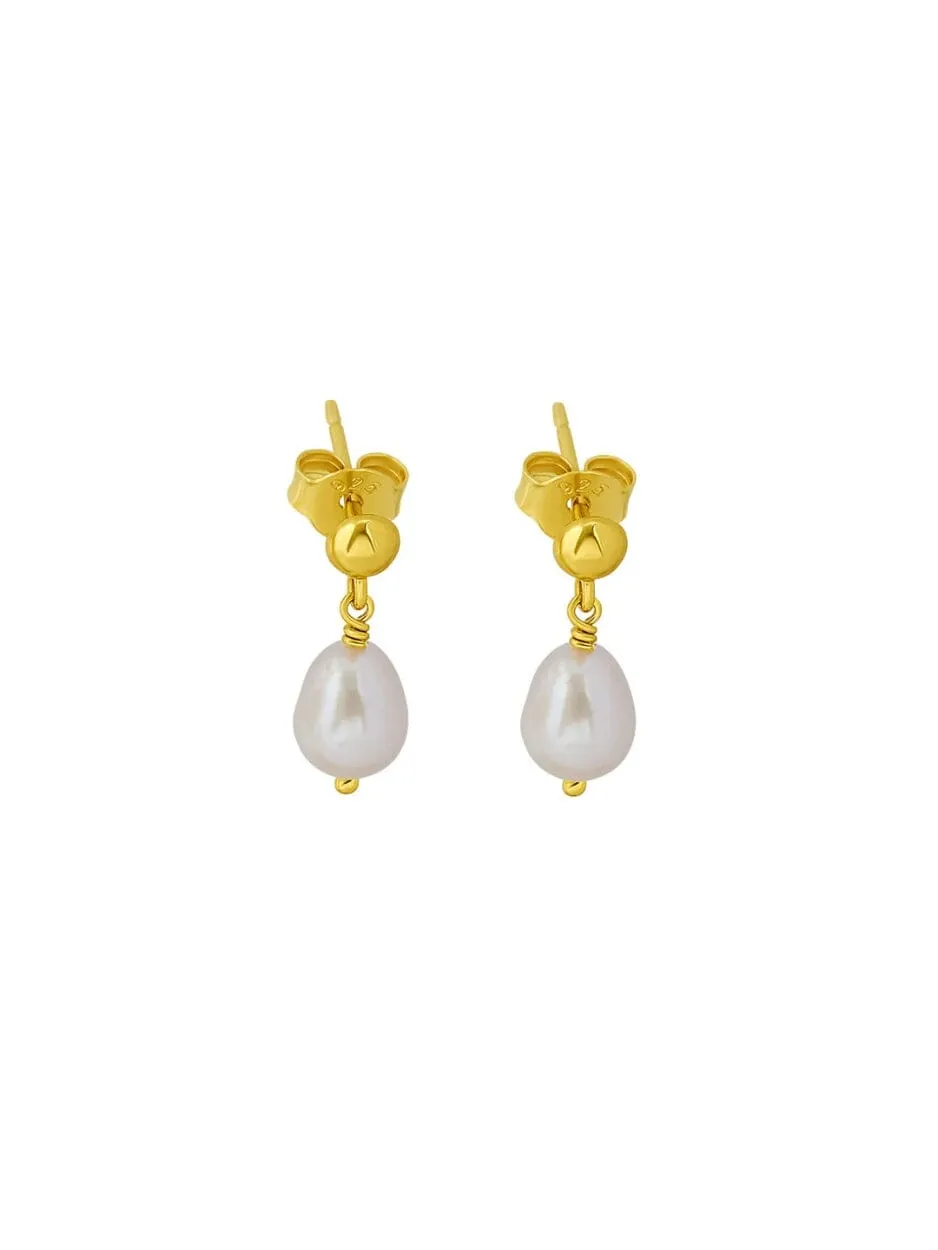 Pearl Drop Studs Gold