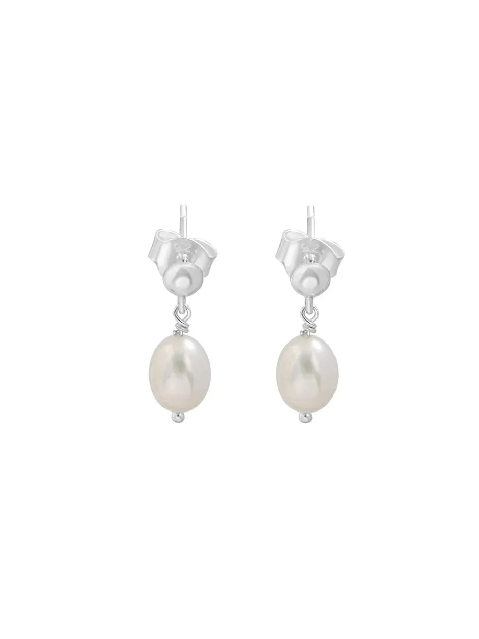 Pearl Drop Studs - Silver
