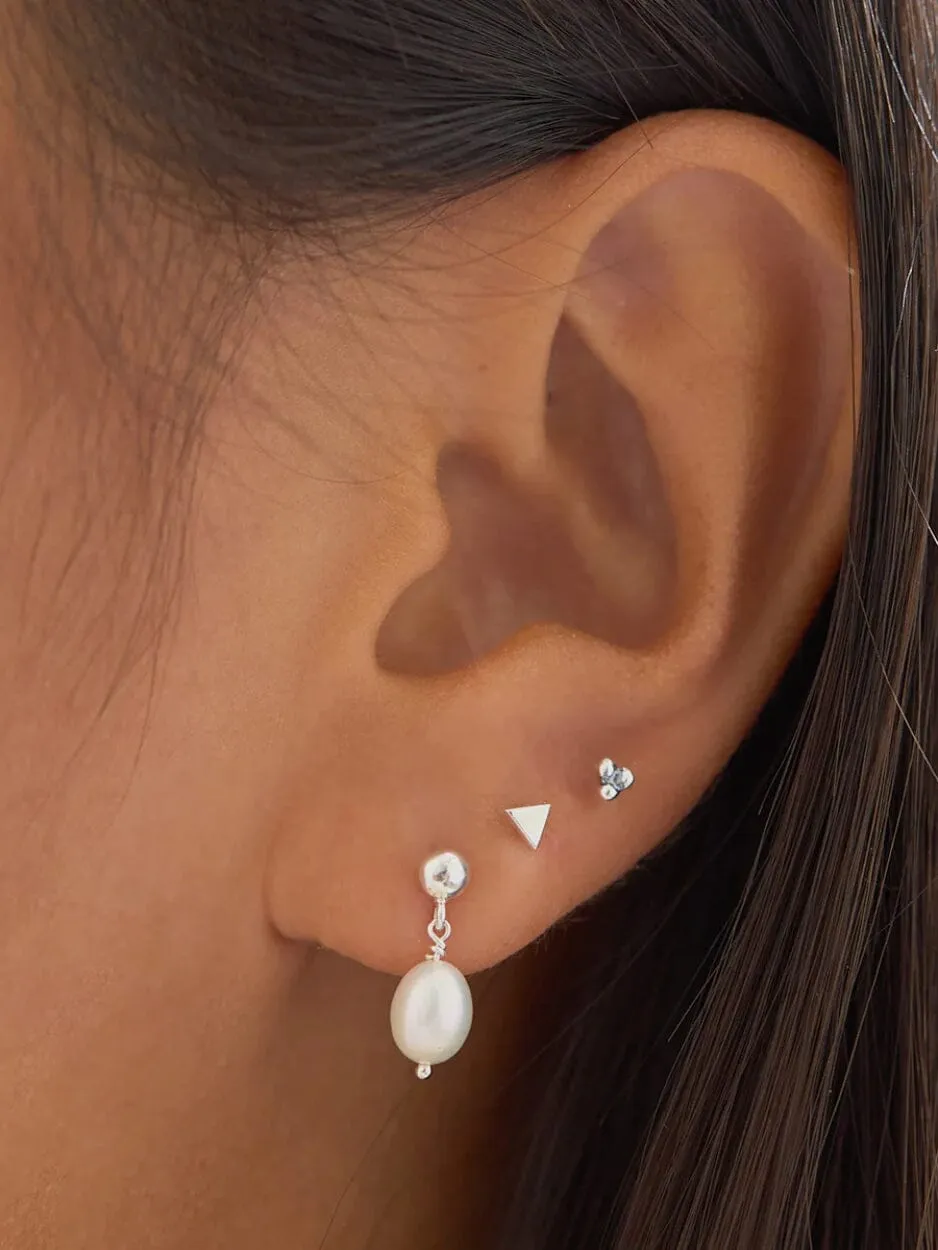 Pearl Drop Studs - Silver