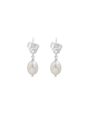 Pearl Drop Studs - Silver