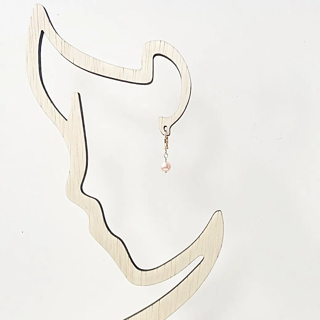 Pearl Huggie Hoops, Pearl Earrings, Hoops, Gold Hoops-Uni-T