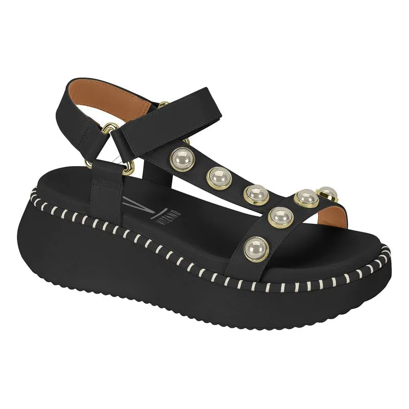 Pearl Studs Black Sandals