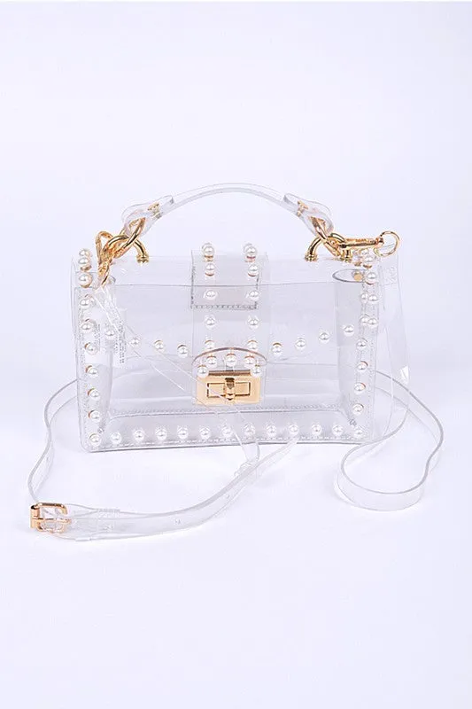Pearl Studs Transparent Statdium Clear Bag
