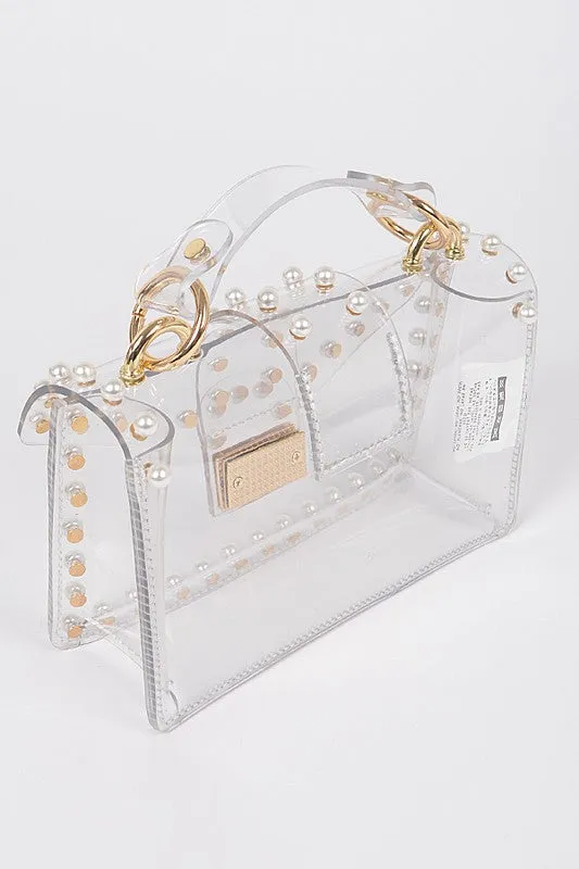 Pearl Studs Transparent Statdium Clear Bag