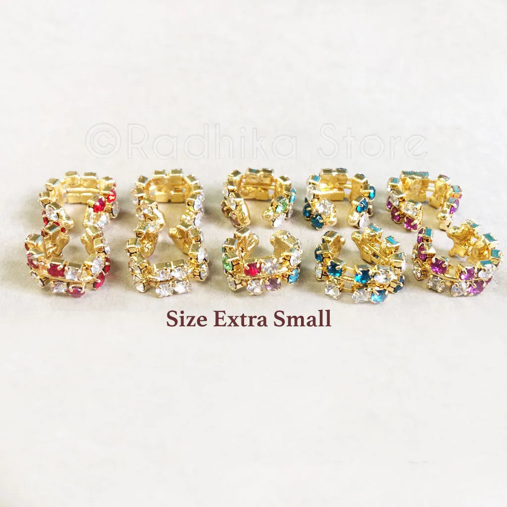 Peridot Green Rhinestone Bangles/Anklets - Set of 2 - 4 Sizes