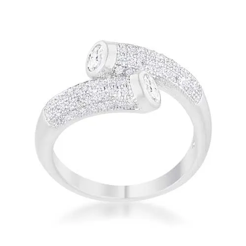 Perry 0.62ct CZ Rhodium Contemporary Wrap Ring