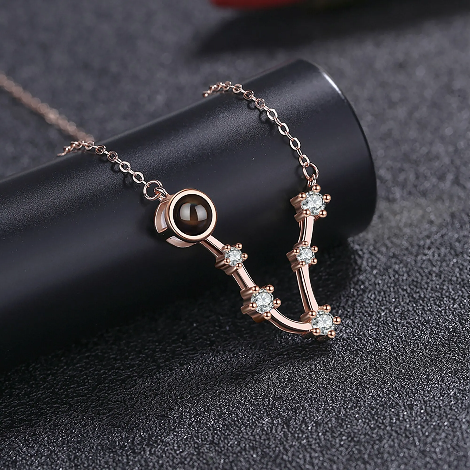 Personalized 12 Constellations Projection Necklace Customized Color Photo Pendant Jewelry Gifts