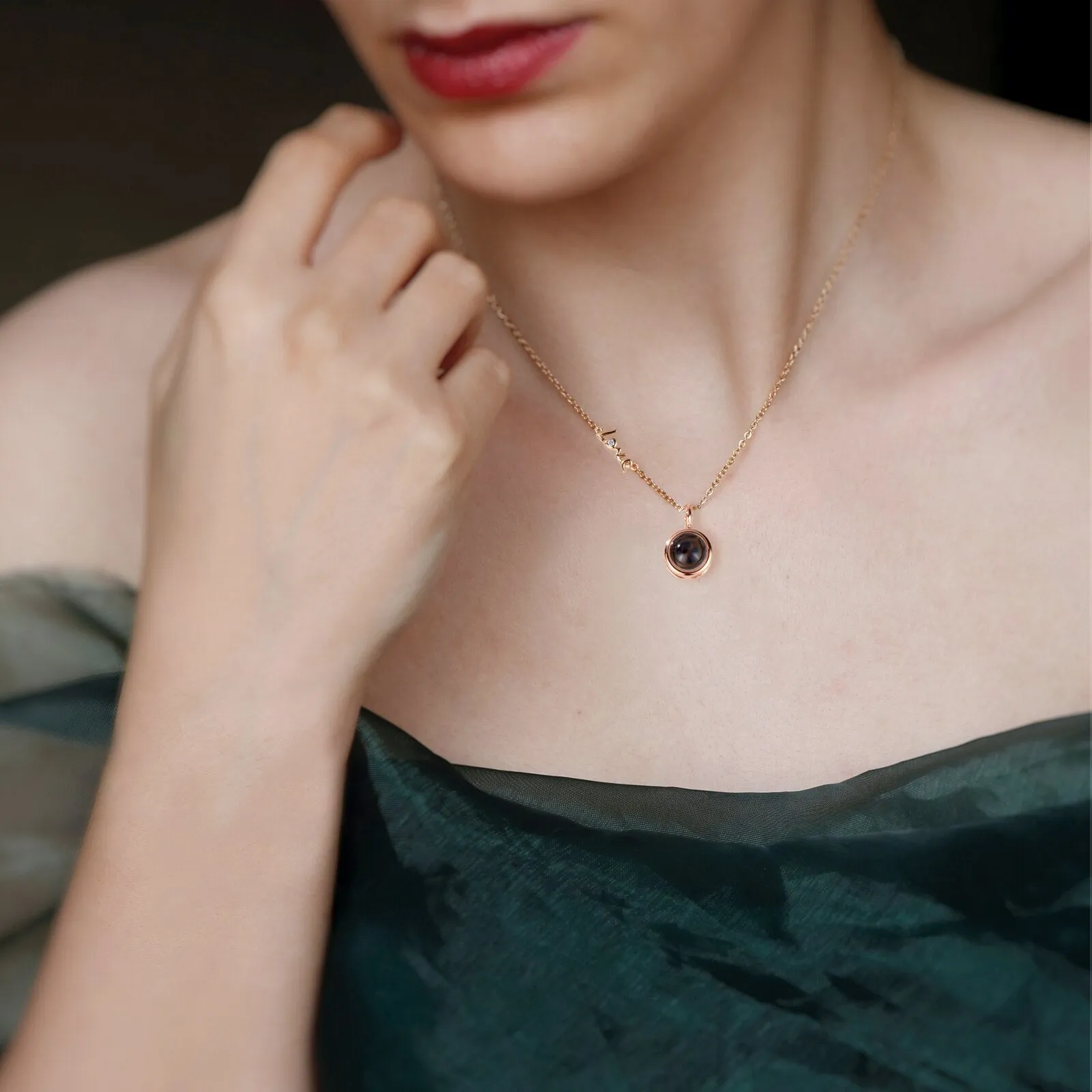 Personalized Photo Projection Necklace Clavicle Chain