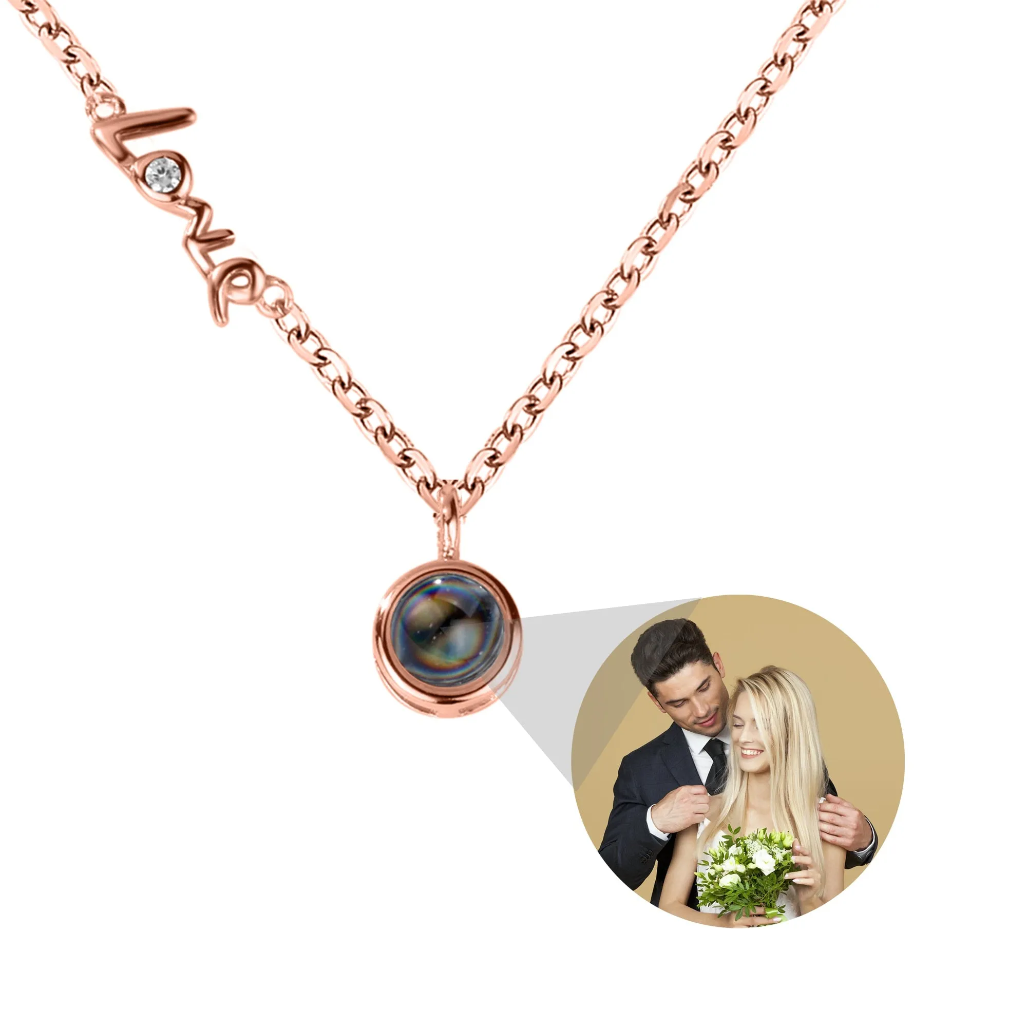 Personalized Photo Projection Necklace Clavicle Chain