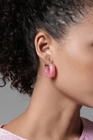 Pink & White Resin Modern Hoop Earrings