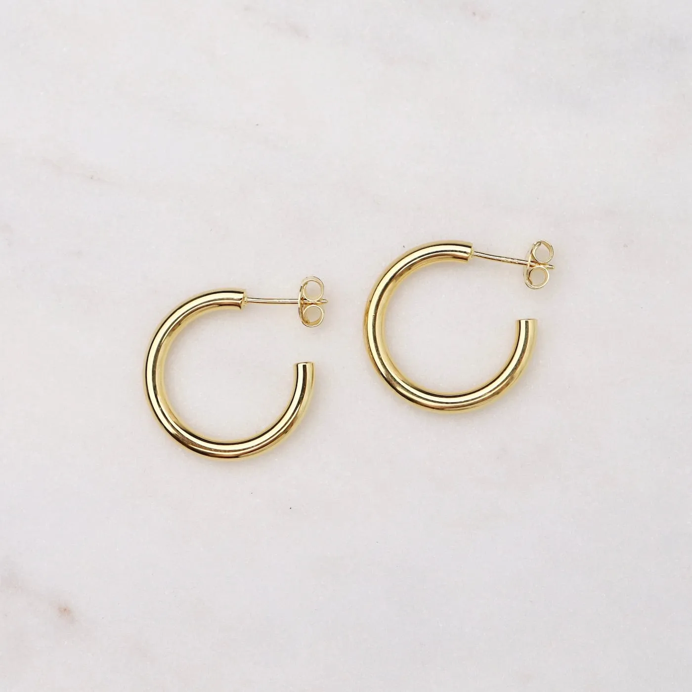 Polished Gold Vermeil Solid Hoops on Post Earrings