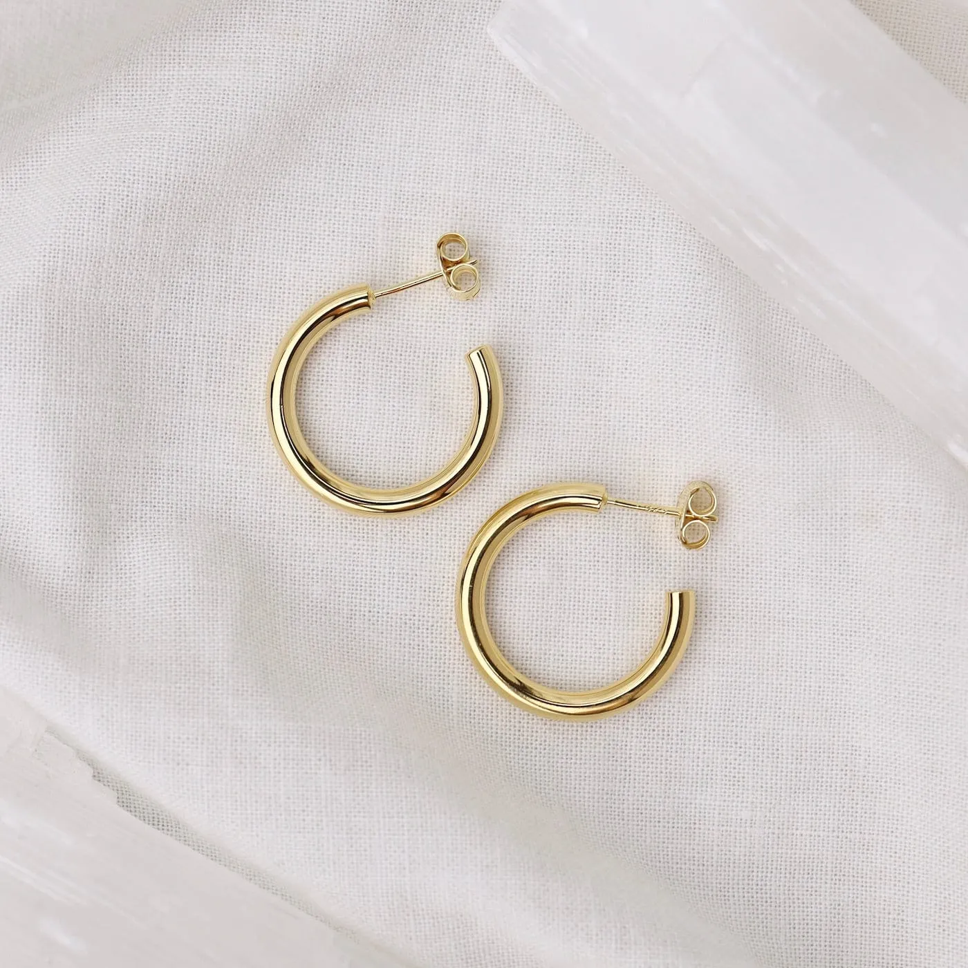 Polished Gold Vermeil Solid Hoops on Post Earrings