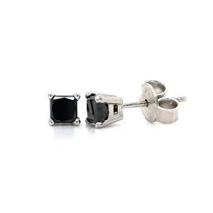 Princess Cut Black Diamond Stud Earrings