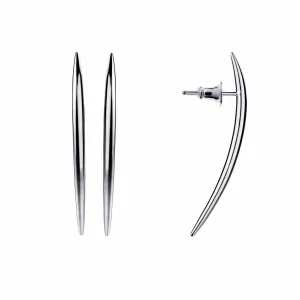 Quill Long Drop Earrings - Silver