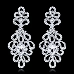 "Charlene" - Silver Rhinestone Bridal Earrings