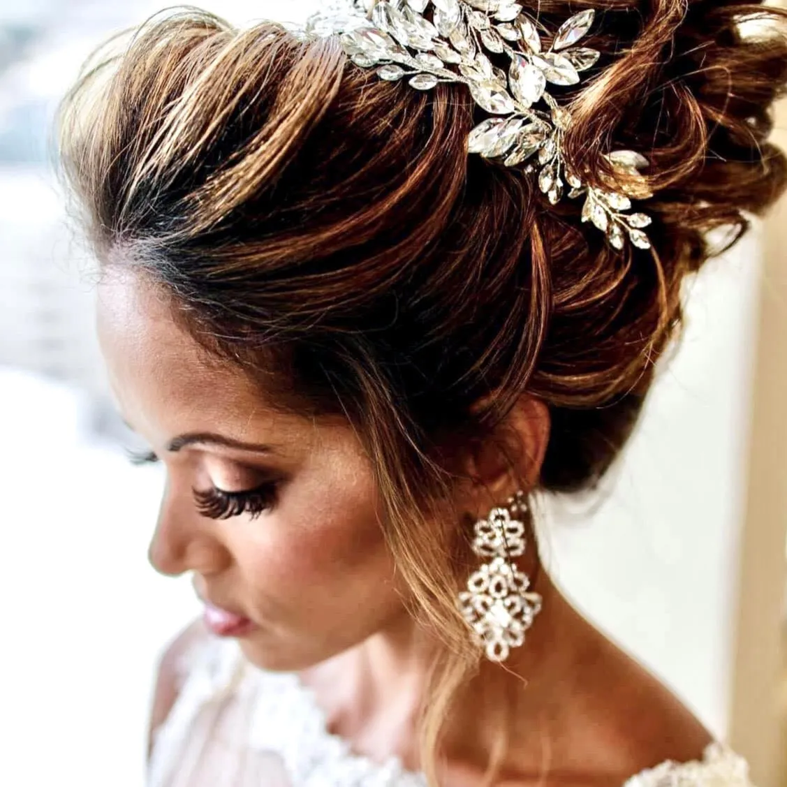 "Charlene" - Silver Rhinestone Bridal Earrings