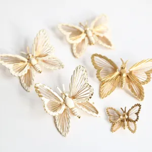 "Mariposa" Vintage 1960's Enamel & Gold Butterfly Brooches