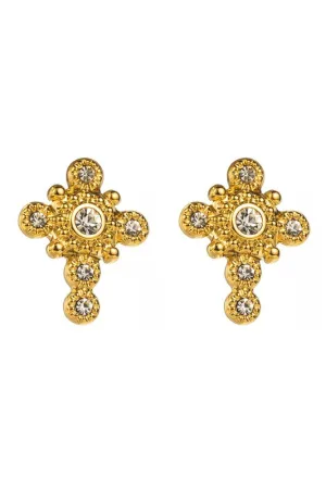 Rhinestone Stainless Steel Cross Earrings