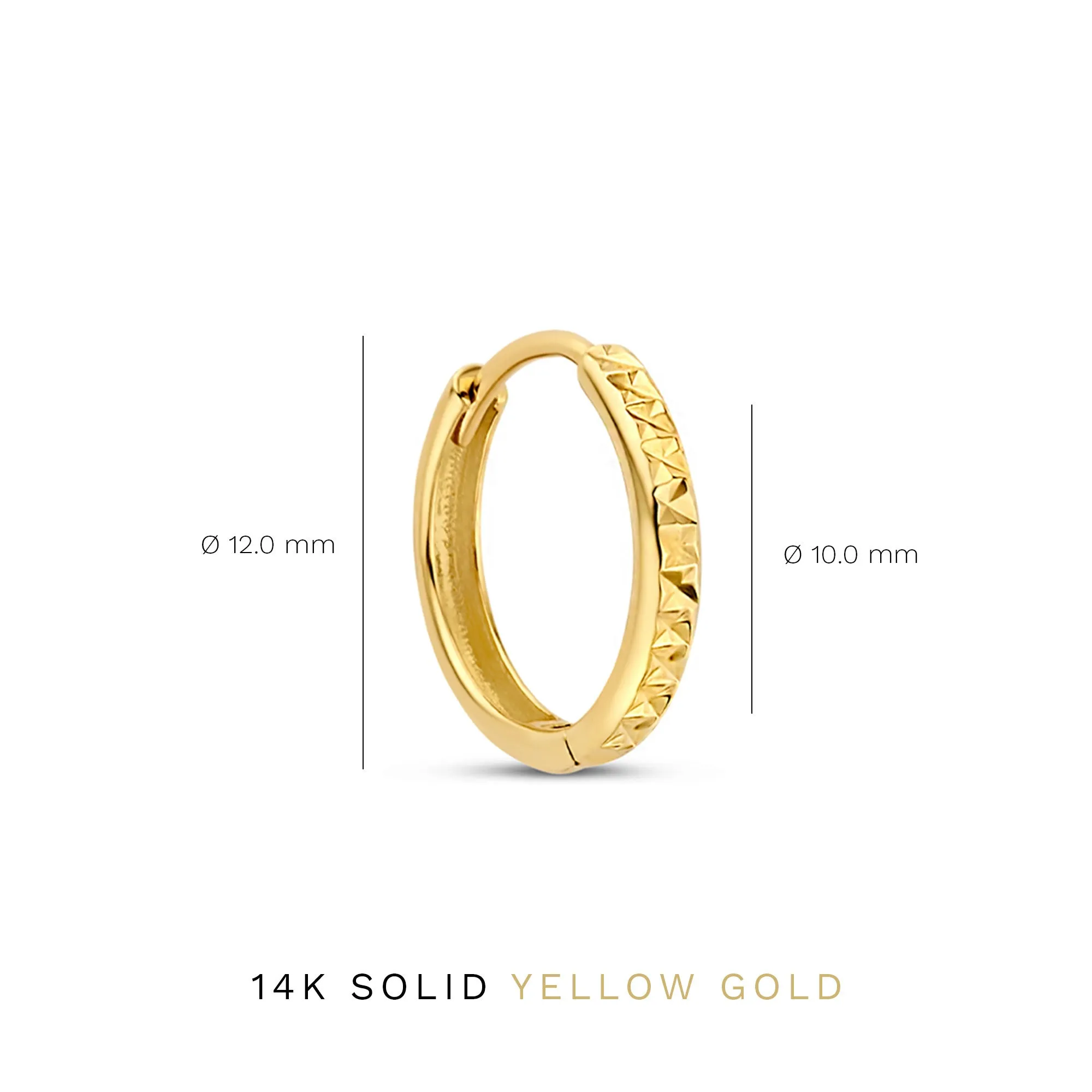 Rivoli Laura 14 karat gold hoop earrings with diamond cut