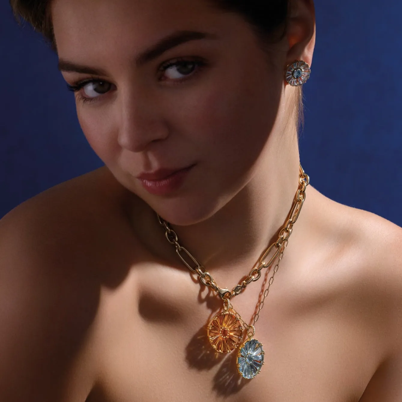Roi Soleil Large Necklace Pendant Yellow Gold - Citrine & Diamond