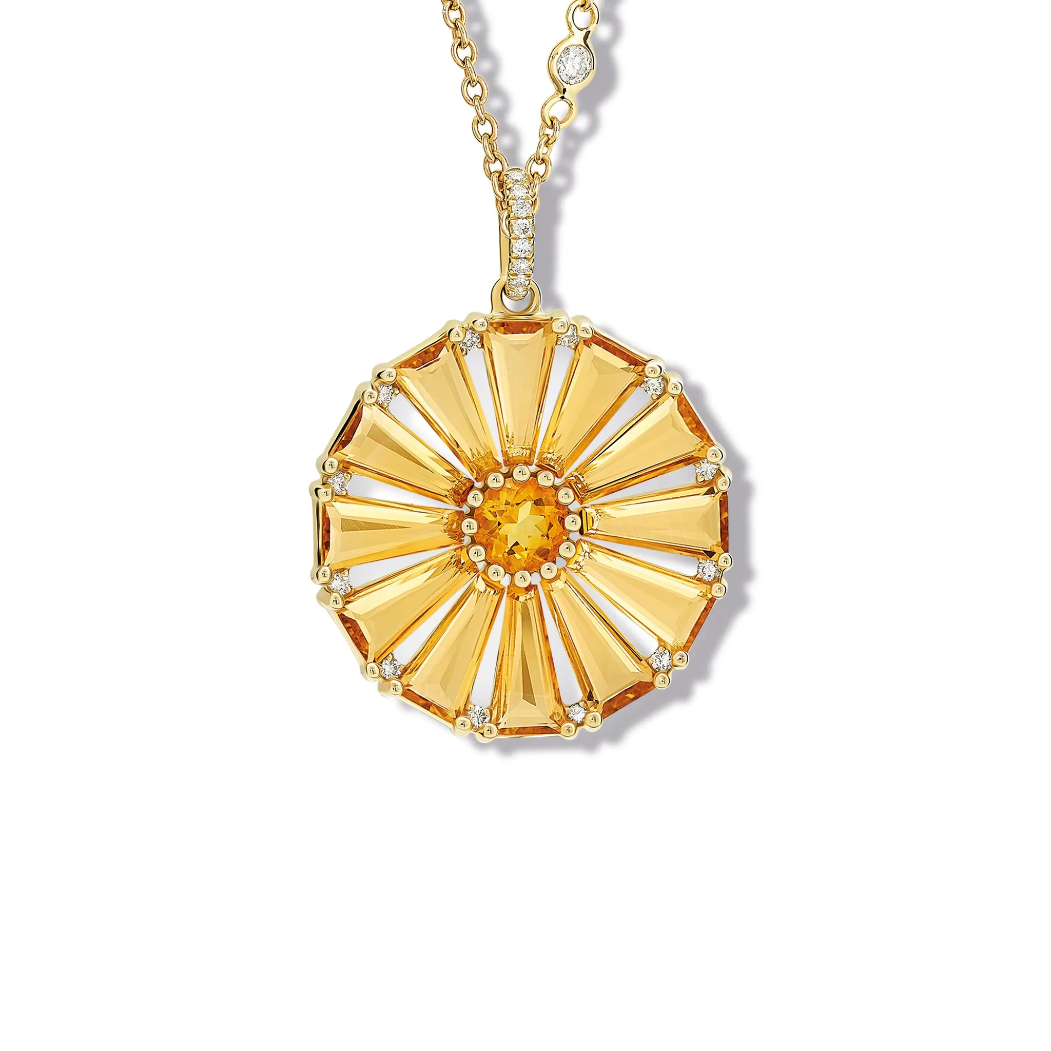 Roi Soleil Large Necklace Pendant Yellow Gold - Citrine & Diamond