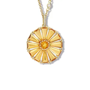 Roi Soleil Large Necklace Pendant Yellow Gold - Citrine & Diamond