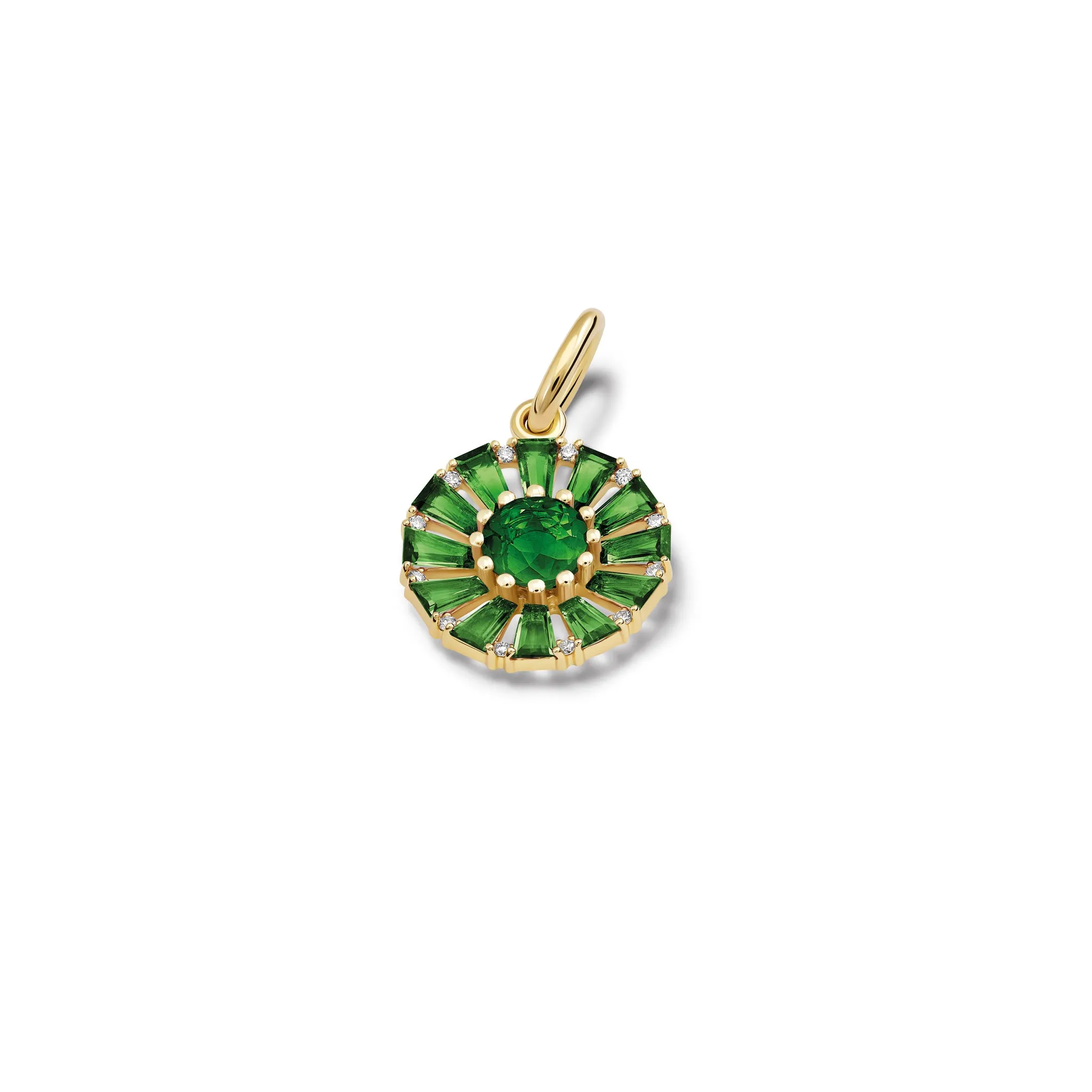 Roi Soleil Small Necklace Pendant Yellow Gold - Chrome Diopside & Diamond