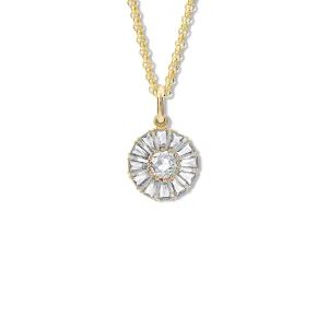 Roi Soleil Small Necklace Pendant Yellow Gold - White Topaz & Diamond