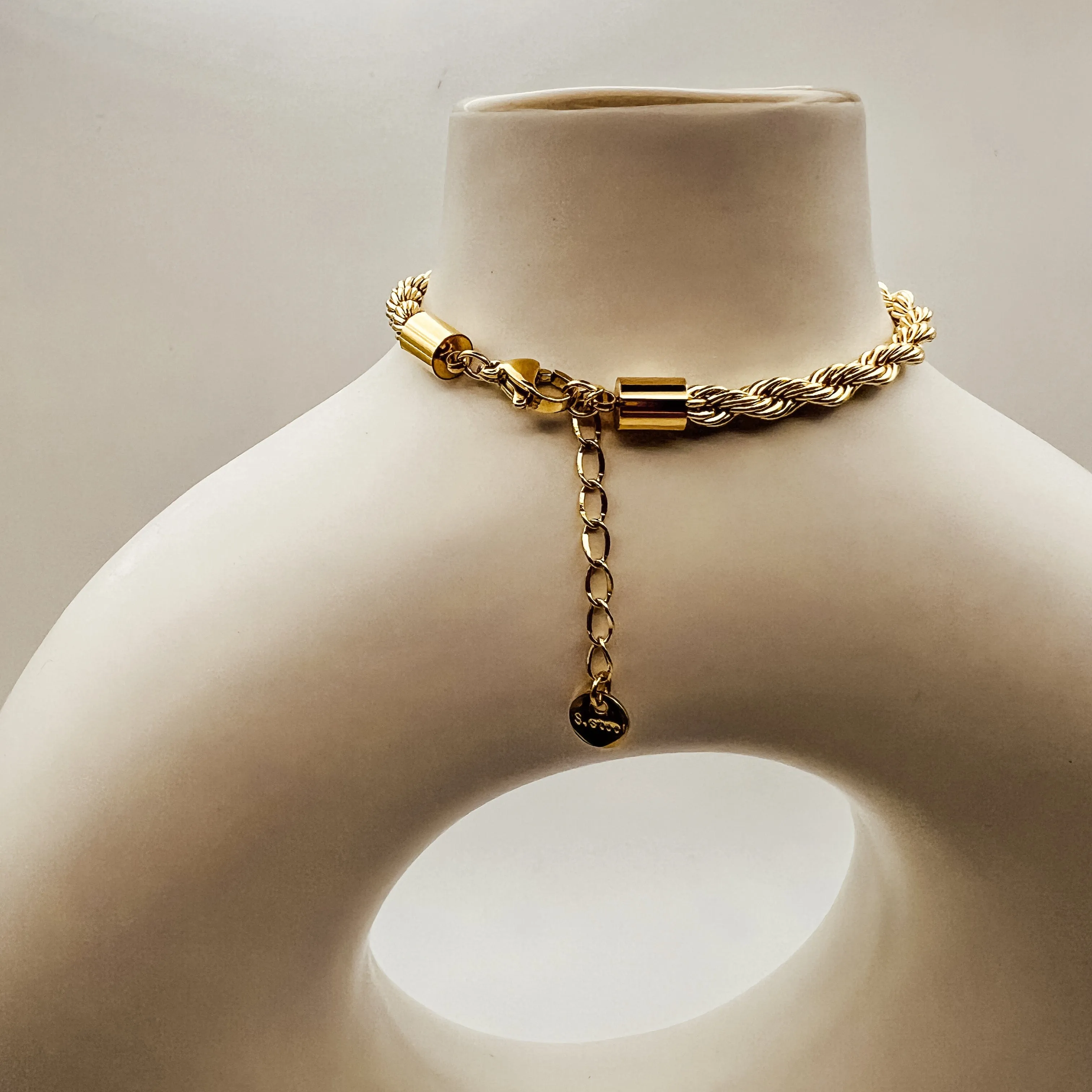 Rope Chain Bracelet 4mm Thickness, Tarnish Free, Water Safe