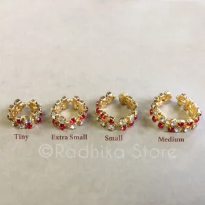 Ruby Rhinestone Bangles/Anklets - Set of 2 - 4 Sizes