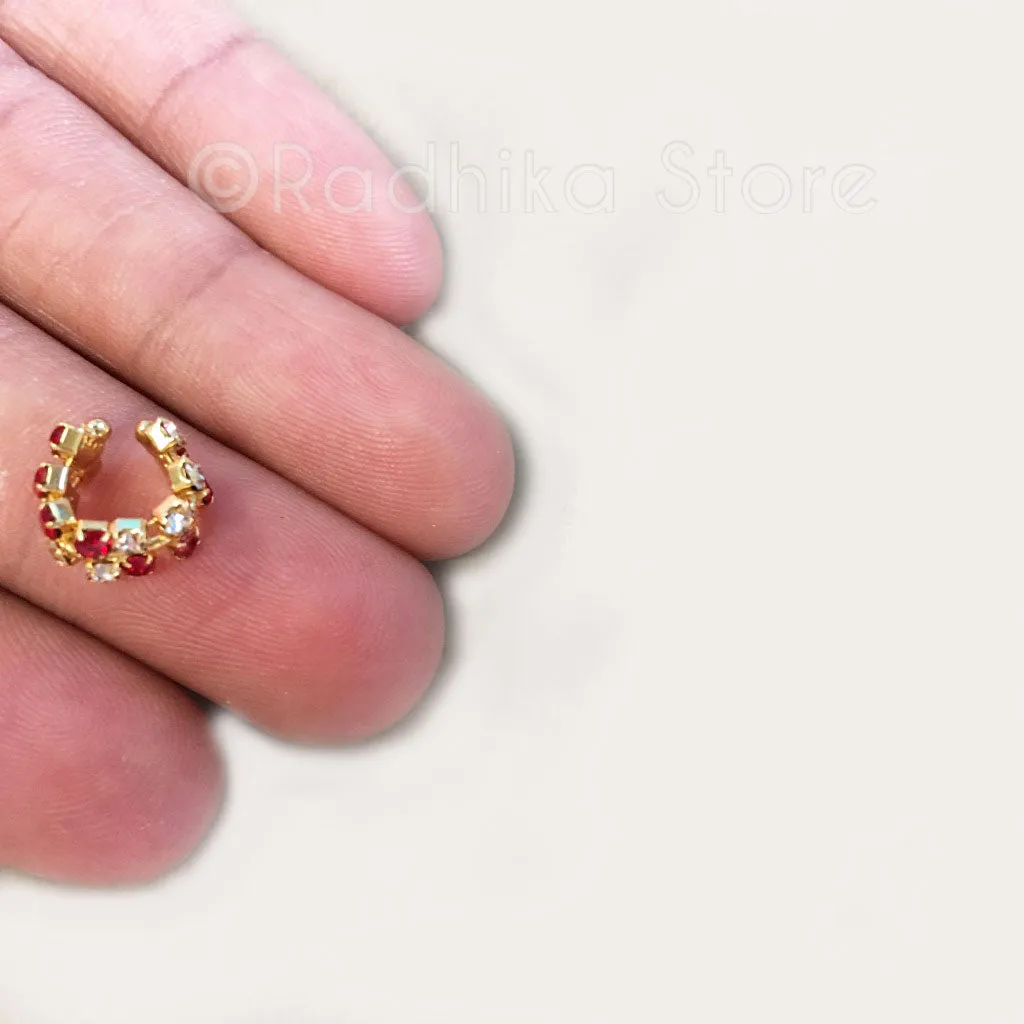 Ruby Rhinestone Bangles/Anklets - Set of 2 - 4 Sizes