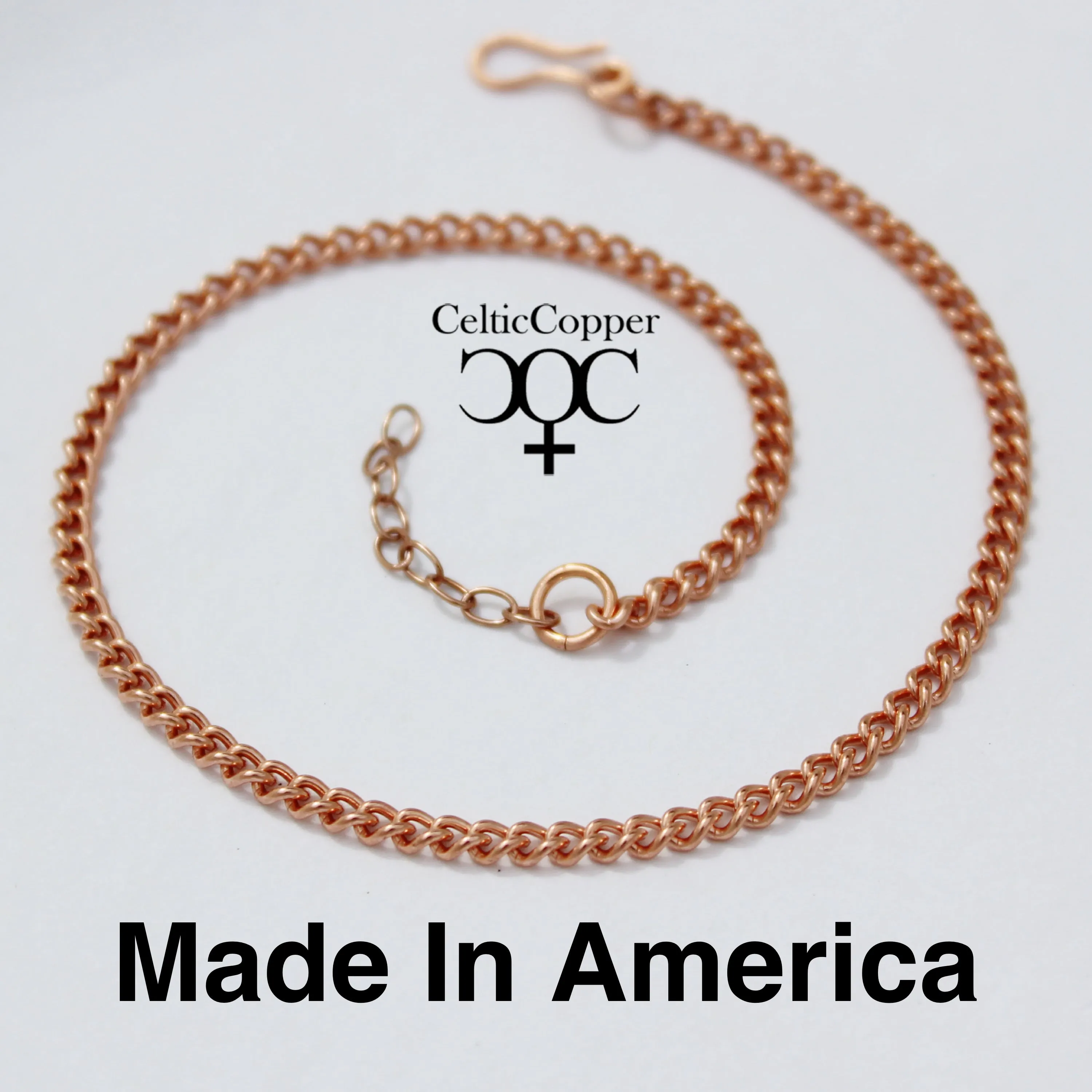 Set of 2 Solid Copper Ankle Chains AC71S Fine 3mm Cuban Curb Chain Adjustable Copper Anklet Chain  Set