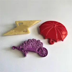 Set of Three Plastic 1960's Retro Brooches