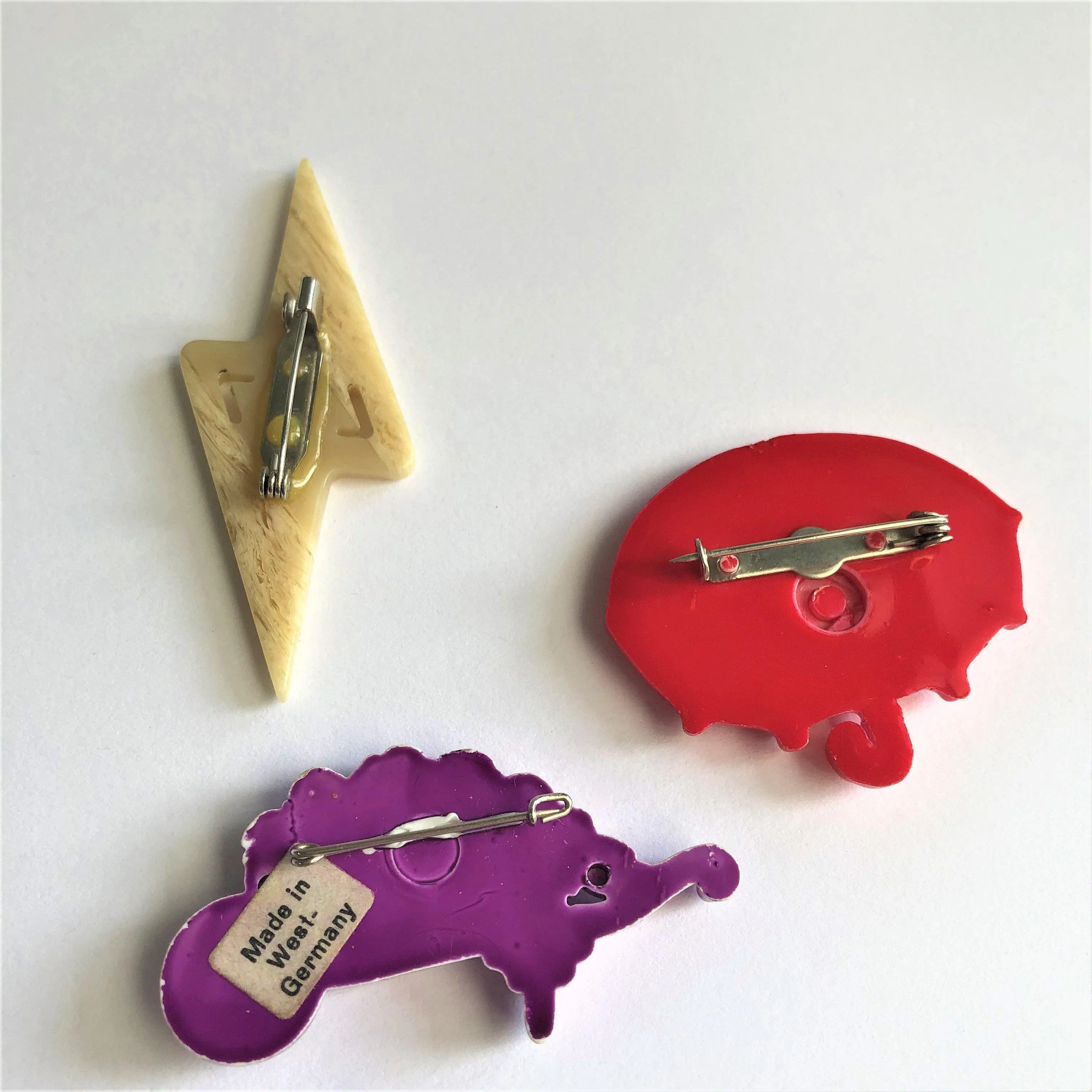 Set of Three Plastic 1960's Retro Brooches