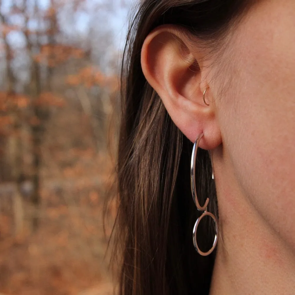 Silver Double Hoop Earrings