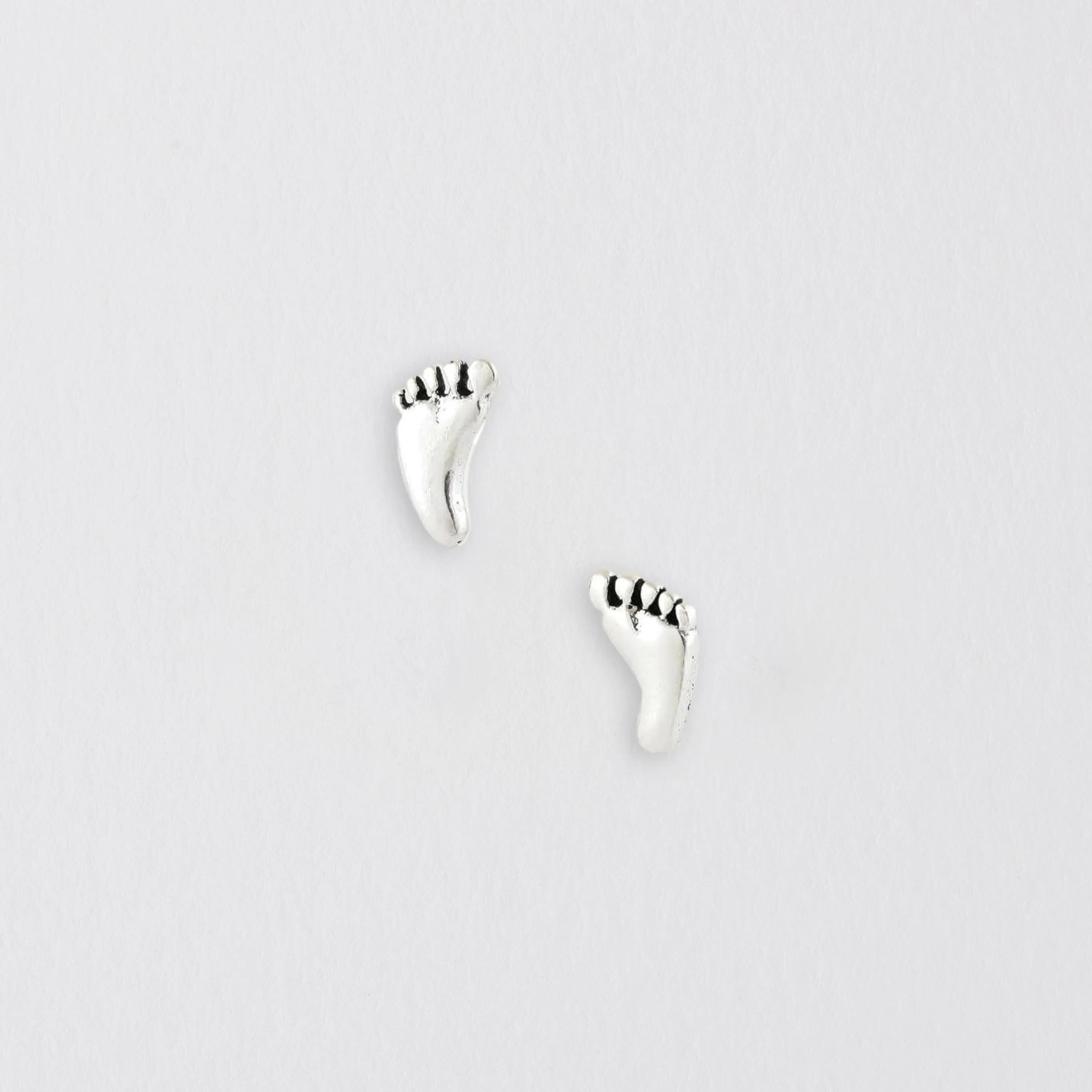 Silver Feet Stud Earrings - Trendy and Elegant Silver Ear Accessories