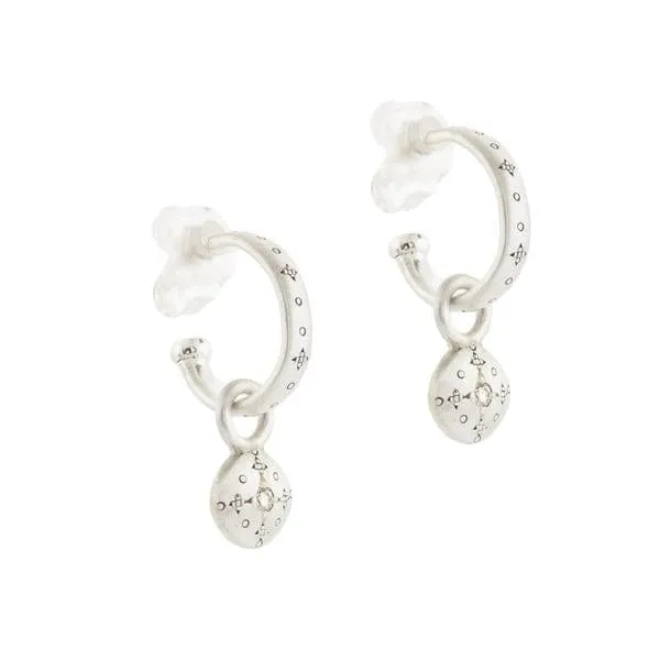 SILVER LIGHTS HOOPS WITH ROUND CHARMS