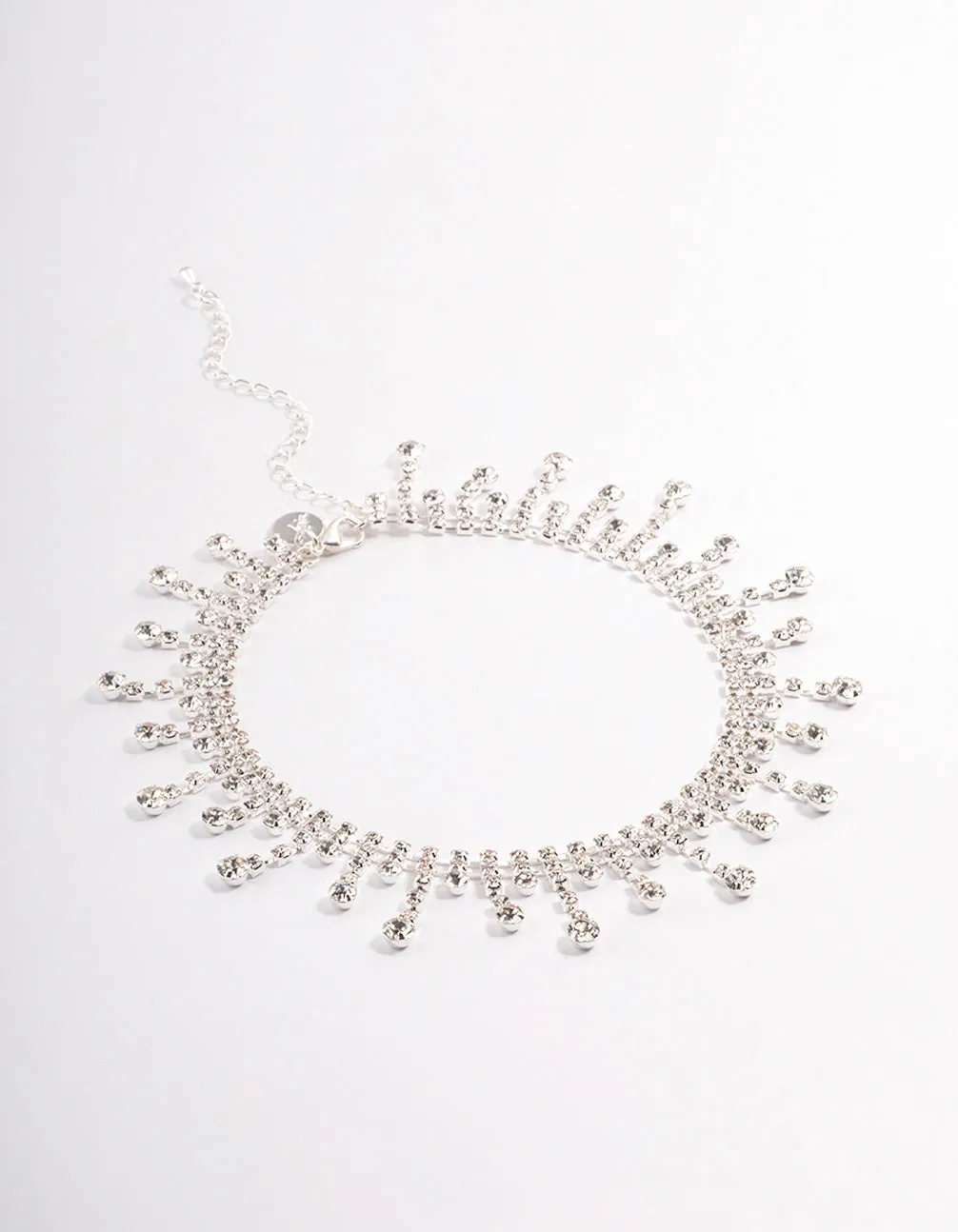 Silver Mixed Diamante Teardrop Choker