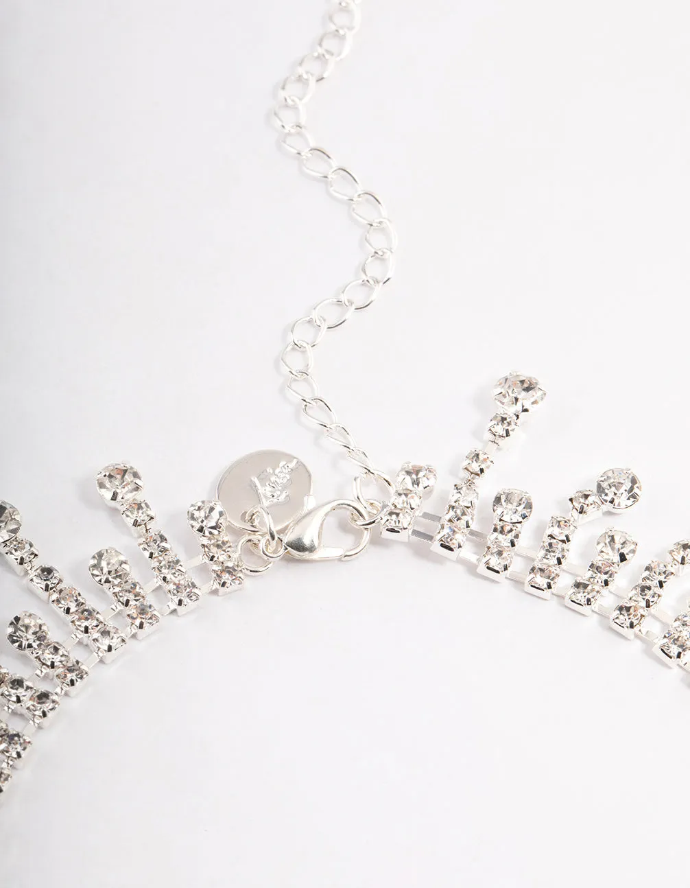 Silver Mixed Diamante Teardrop Choker