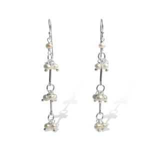 Silver Perle Seed Pearl 3 Bar Earrings
