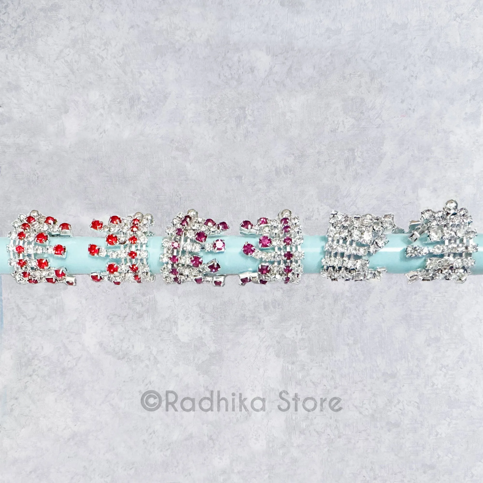 Silvery Rhinestone - Armlets/Bangles - Set of 2 - Choose Color