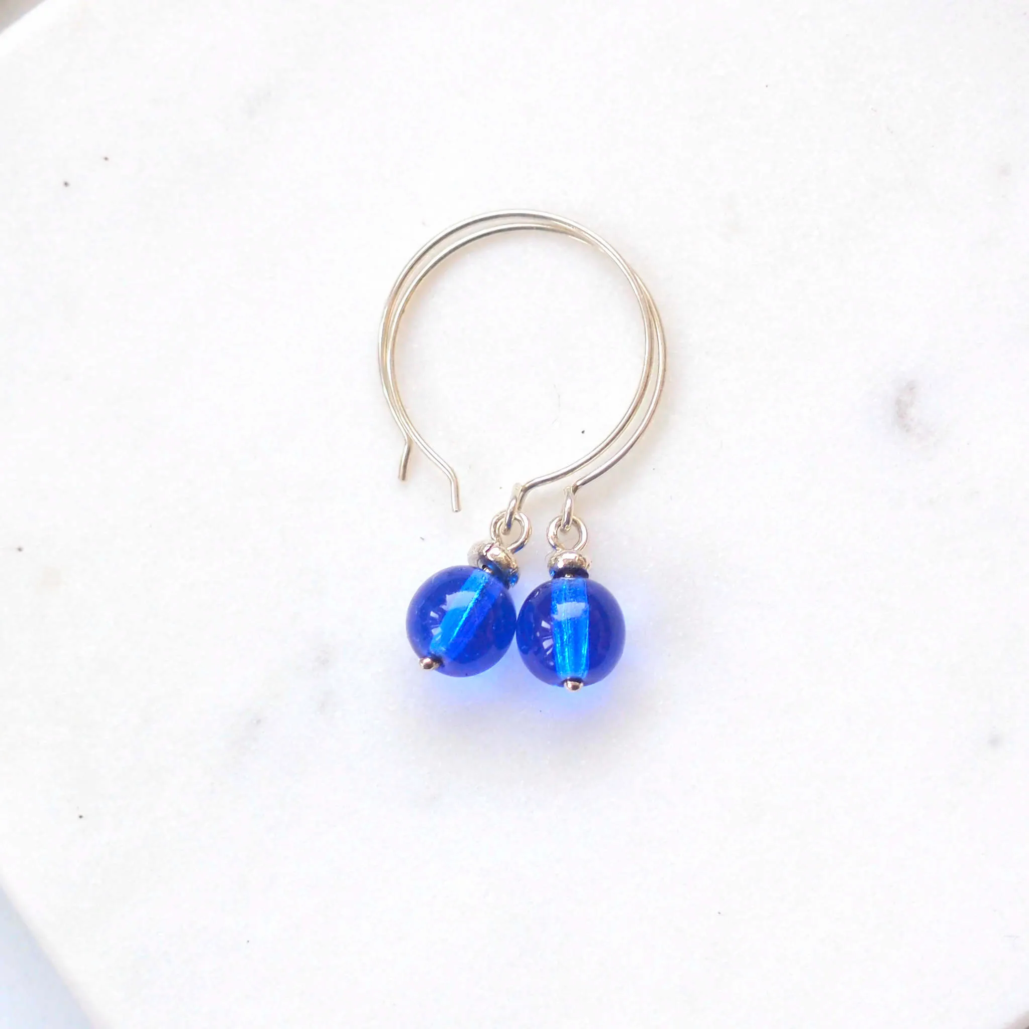 Simple Bright Blue Hoop Earrings