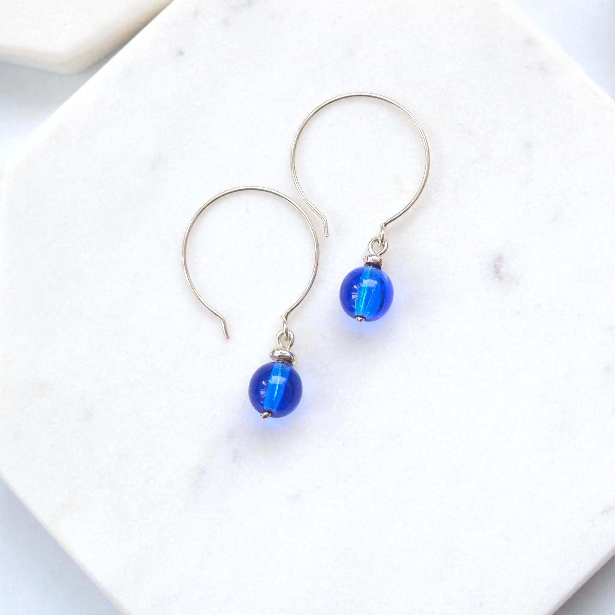 Simple Bright Blue Hoop Earrings
