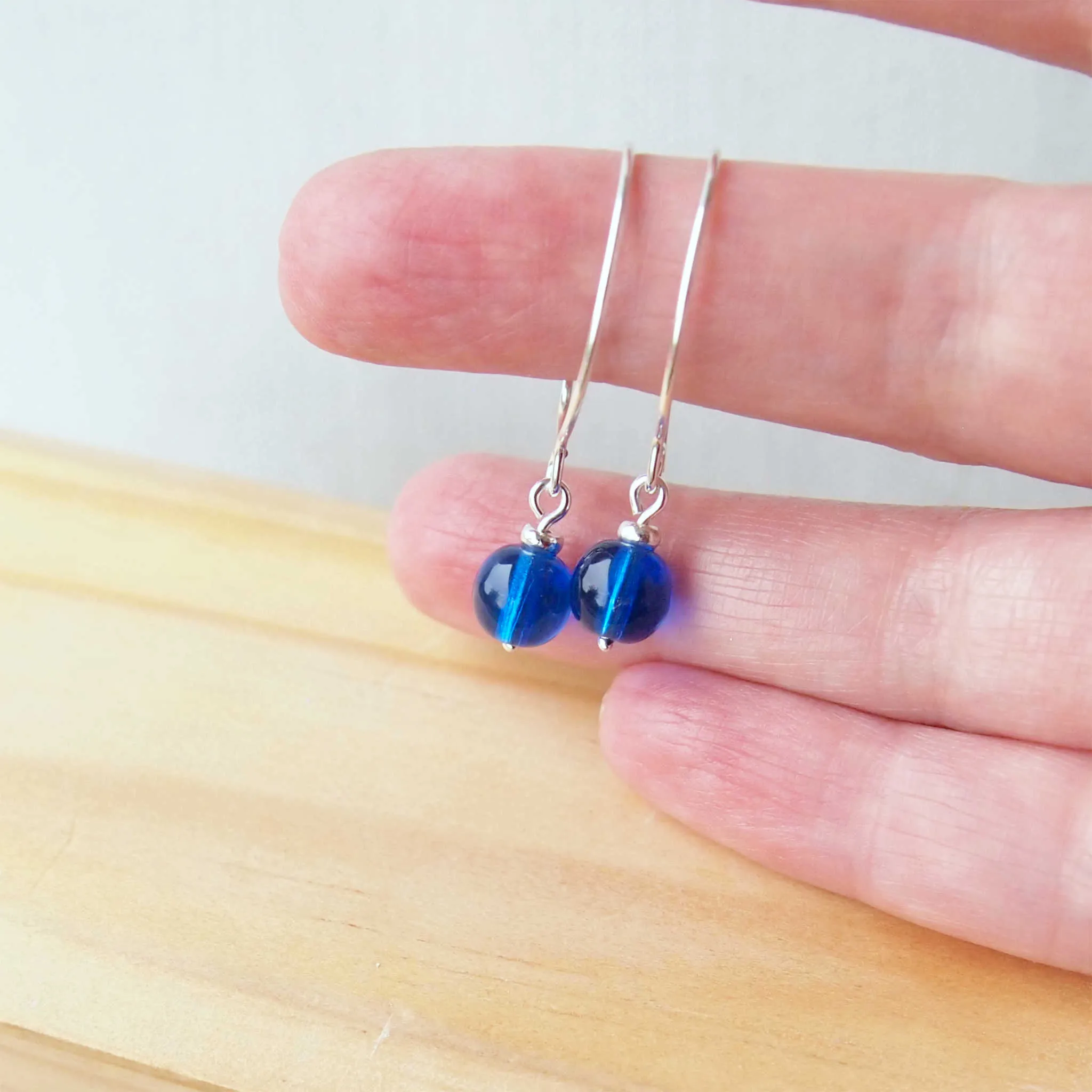Simple Bright Blue Hoop Earrings