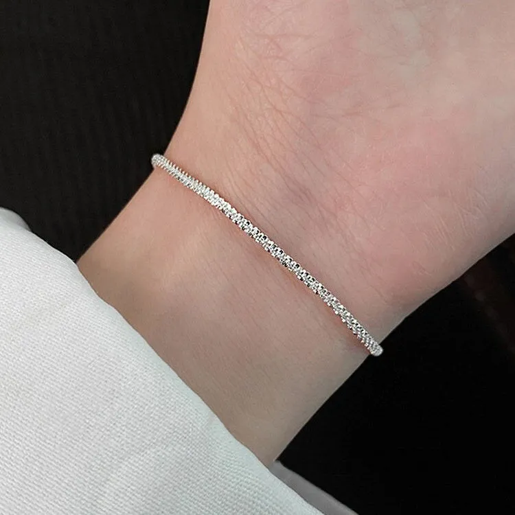 Simple Sparkling Anklet, Layered Anklet, Shiny Anklets for Women, S925 Sterling Silver Anklet, Dainty Anklet, Blinky Glitter Anklet Bracelet