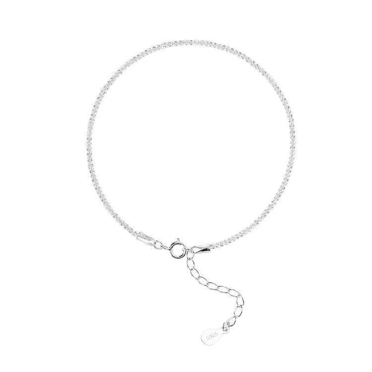 Simple Sparkling Anklet, Layered Anklet, Shiny Anklets for Women, S925 Sterling Silver Anklet, Dainty Anklet, Blinky Glitter Anklet Bracelet