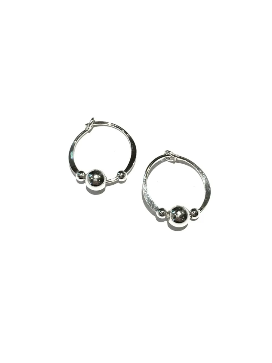 Simple Sterling Silver Bead Hoops