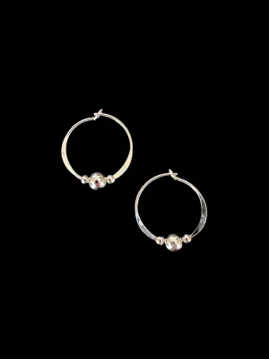 Simple Sterling Silver Bead Hoops
