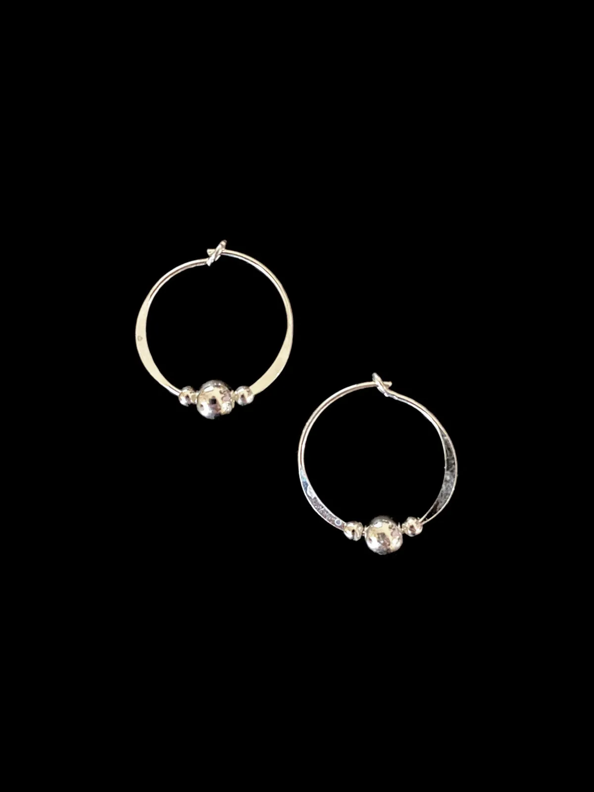 Simple Sterling Silver Bead Hoops