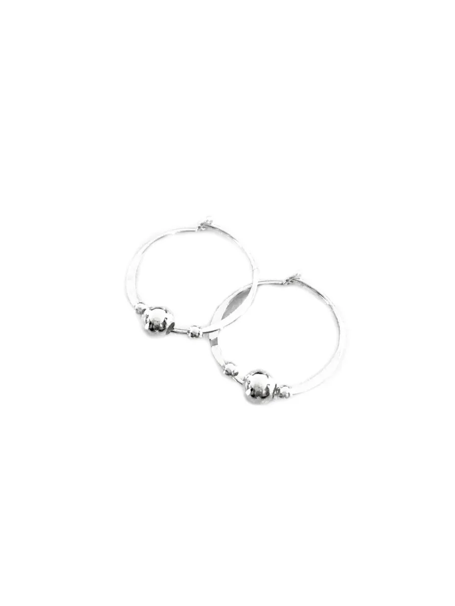 Simple Sterling Silver Bead Hoops
